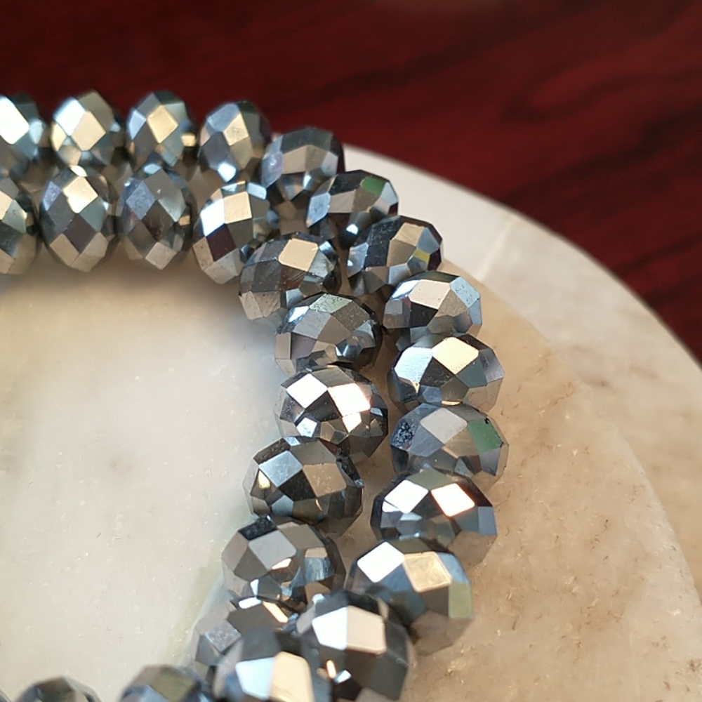 Silver tone bling stretch bracelets